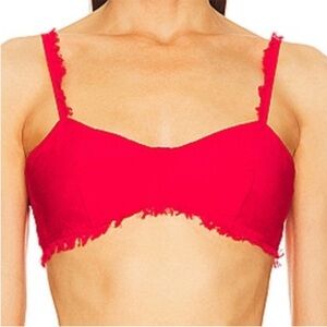 Cult Gaia 6 Top Eza Top in Lollipop Red Bra Top adjustable fringed Hem NWT